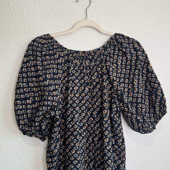 Anthropologie Pilcro Boho Printed Button Front Rounded Hem Blouse Top Medium - Picture 4 of 9
